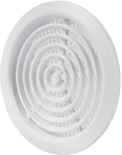 Vent Systems 80 mm Weiß Luftregister – Lüftungsgitter durch die Tür - Mit Insektenschutzgitter - runde Lüftungsgitter für den Innenbereich – Badezimmer, Schrank, Garage
