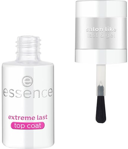 essence extreme LAST top coat, Überlack, Nr. 01, Transparent, langanhaltend, glättend, schützend, glänzend, vegan, ohne Mikroplastikpartikel, ohne Konservierungsstoffe, ohne Parfüm, 1er Pack (8ml)