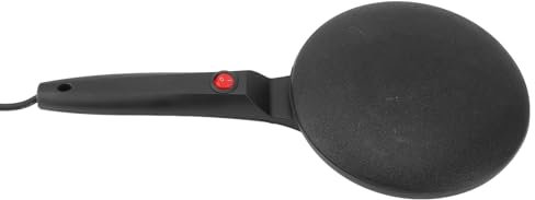 Crepera Eléctrica, 600 W, Control Automático de Temperatura, a Prueba de Varillas, Crepera Eléctrica con Mango Largo para Tortilla de Huevo, Color Negro (Enchufe de la UE)