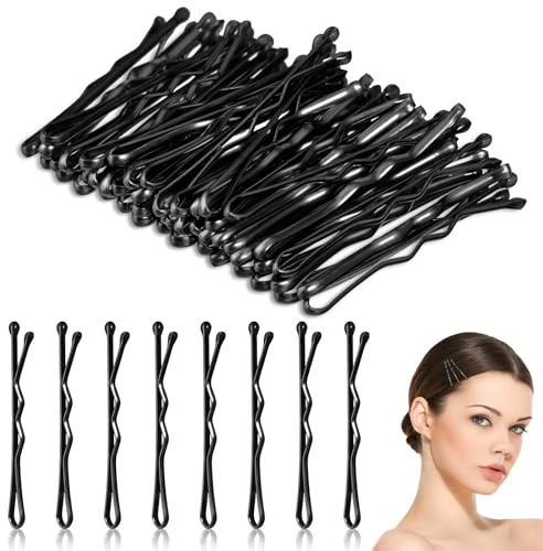 HJZHII 50 Pièces 3,5cm barettes cheveux femme,barrette cheveux femme,pince plate cheveux pince a cheveux mini épingles à cheveux ondulées en métal invisible pour femmes filles coiffures (noir)