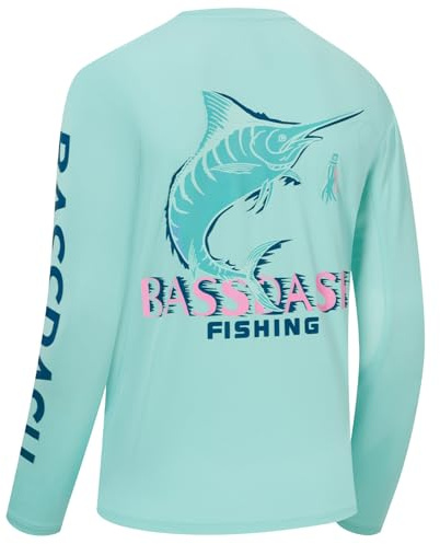 Bassdash Herren UPF 50+ UV Sonnenschutz Langarmshirt Grafik Angel Langarm T-Shirt Feuchtigkeitsableitendem