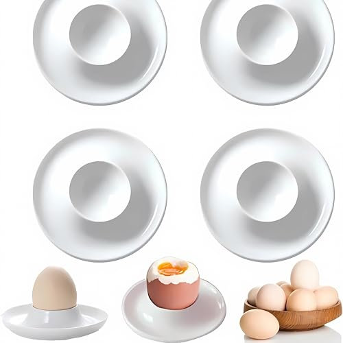 FloraVigo Lot de 6 plateaux à œufs en plastique incassables, porte-œufs blancs, coquetiers sains de qualité alimentaire, articles de cuisine, cadeaux de vaisselle pour enfants et camping