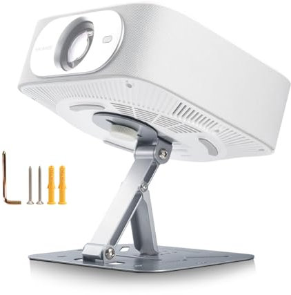 Salange Beamer ständer, Multi-Function Beamer Halterung Projektorständer Wall Ceiling Stand,180° drehbar,passend für Projektoren mit 1/4 Zoll Schraubschnittstelle,ultrakompakter Klappständer,Silber