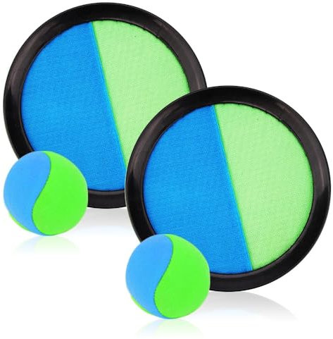Udbrud Balle Raquette Scratch Jeux, Jeu Catch Ball et Toss avec 2 Pagaies et 2 Balles, Jeu Exterieur Enfant Lancer Catch Ball Jouet Lancer pour Jardin, Extérieur, Piscine, Plage, Cour