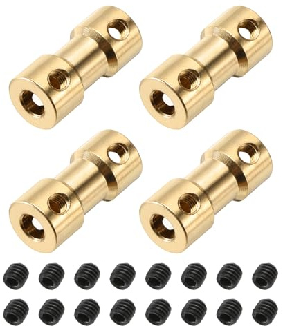 QUARKZMAN 4Pcs 2mm a 4mm Giunto di Accoppiamento per Albero in Ottone con Viti Giunto Flessibile per Albero Motore per Modellini RC Auto Aereo Ruote Pneumatici Albero