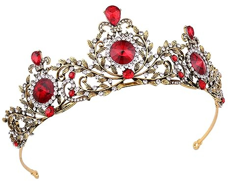 HAMPPLIES Couronne Mariage Femme Baroque Rouges Diadème Nuptial Élégant pour Mariage Fiançailles et Fêtes