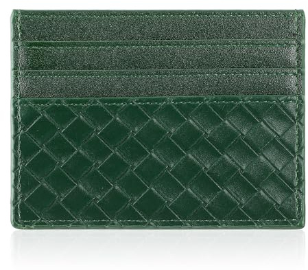 HJZHII Credit Card Holder Wallet, Slim Minimalist Wallet Blocking Leather Front Pocket Wallets 6 Card Slots Card Case for Men Women