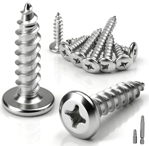 mawmuaw M4x16 mm Viti per legno in acciaio inox, 25 pezzi Viti per lamiera in acciaio A2 V2A a testa piatta a croce Viti autofilettanti a filetto pieno Viti autofilettanti per legno Lamiera Mobili