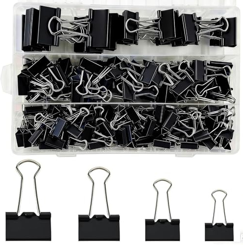 EOPUOZS 180 Piezas clips oficina, 15/19/25/32mm Pinzas Metalicas
