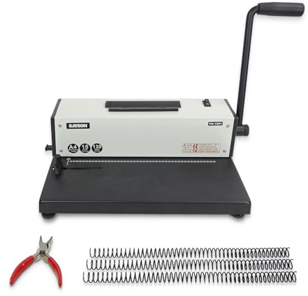 Rayson PD-1501 Coil Binding Machine with Electric Coil Inserter - Professionally Bind Presentations Documents, 4:1 Pitch with 46 Round Holes Spiral Binder