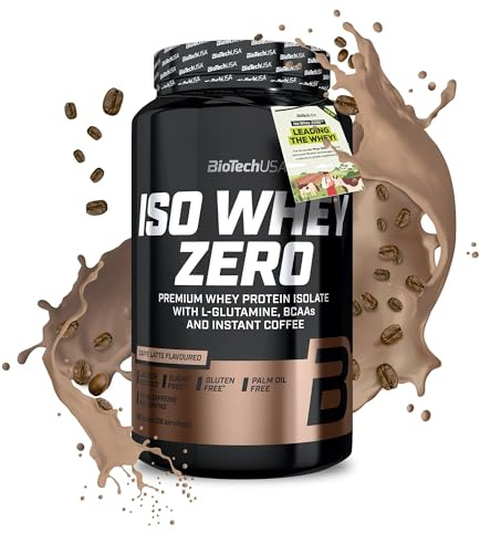 BioTechUSA Iso Whey Zero | Premium Whey Protein Isolate | Grass-Fed | Enzyme-Free | Sugar- and Gluten-free, 908 g, Caffé Latte