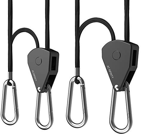 AC Infinity, Verstellbarer 0,3 cm Seilaufhänger, robuste Edelstahl-Ratschen, 68 kg Tragkraft, 1 Paar