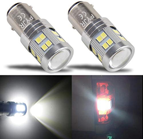 1157 Bay15D P21/5w LED Bulb, DC12V-24V 6W With Projector Super Bright 6000K, For Car Brake Lights, Parking Tail, Stop Light, Reverse Lights. (Pack Of 2)