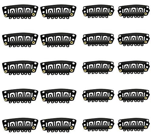 OLRWSLG 100 Stück Perücken Clips U Form Metall Haarteil Clips 6 Zähne Kämme Clips Schwarz Perücke Tressenclips aus Edelstahl, für DIY-Haarverlängerungen (3.2x1.6cm & 2.8x1.4cm)