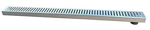 Trobak Entwässerungsrinne Edelstahl 1 Meter superflach mit Ablaufstutzen Rost Schlitzdesign, System 35/80