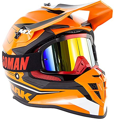 Casco Motocross Adulto Homologado DOT/ECE Con Gafascasco De Moto Cross Integral Para Mujer Hombre Casco Todoterreno Downhill Casco Deportivo Off Road Casco De MTB Enduro Orange Black,M