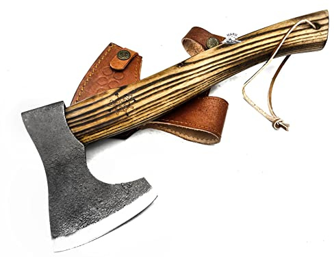 Maru Knives Accetta Ascia in Acciaio Balestra C70 Forgiato Manico Legno Frassino Ascia spaccalegna Professionale Accette Acciaio Ascia spaccalegna Professionale Ascia Collezione Bushcraft