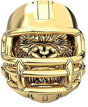 HIJONES Anello del Casco da Uomini in Acciaio Inossidabile personalità Anello Gorilla Football Americano Oro Taglia 27