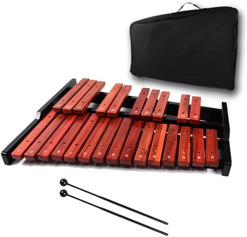 ENNBOM 25 Key Wooden Glockenspiel Portable Xylophone Professional Percussion Instrument with Mallets and Carrying Bag