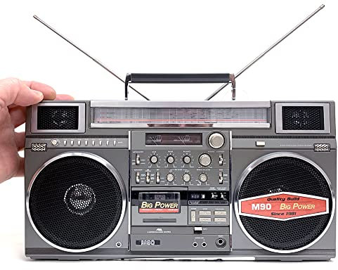 New Wave Toys M90 MINI Blaster Replica Boombox Altoparlante wireless portatile, 30 W Dual 3 pollici, 40 ore di riproduzione, 5.1 Bluetooth, sintonizzatore AM/FM con antenne telescopiche, controlli a