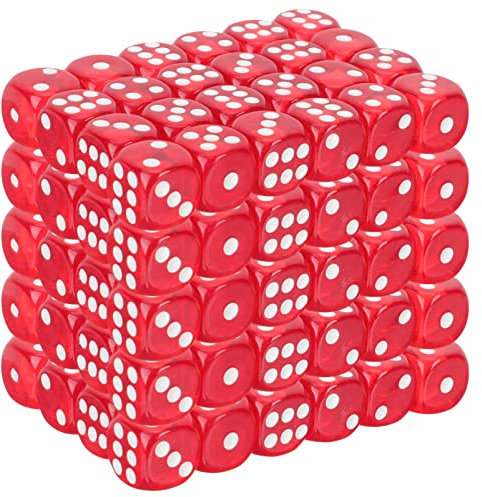 NUOBESTY 100Pcs Dadi Rossi Dadi A 6 Facce Bianchi Rossi Blocco Pipped 13Mm da Gioco Giochi da Tavolo per Feste Gioco da Tavolo Tazza Colore