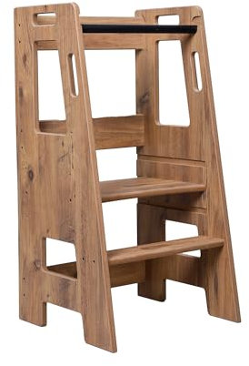 Industrial Living Lärtorn – steg – inlärningstorn – Montessori – lärtorn kökshjälp – barn – trappsteg – MDF – valnöt (valnöt)