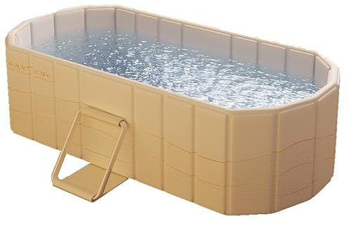 XUDREZ Baignoire Pliante Sauna SPA Bain Aromatique 1-2 Personne Couche Intermédiaire épaissie, Pliable Sans Couvercle, Baignoire Pliante Pour Adultes Et Enfants Bain Glacé Et Chaud 1,5m / 4.92 Ft, OR