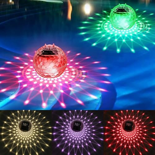 Mineup Luci Solari per Piscina, 2 Pezzi Lampade Galleggianti per Piscina, 7 Colori Lampade Piscina, Luci Solare LED galleggianti Piscina all'aperto, per piscine, feste, stagni, prato