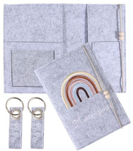 HO-SFSM Étui de Protection pour Carnet de Maternité, Étui pour Passeport de Maternité en Feutre, avec Compartiments pour Cartes D'assurance,Carnets de Vaccination