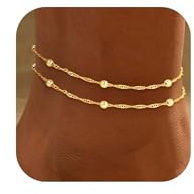 ZOERAY Cavigliera da Donna Argento 925 Impermeable Cavigliere Placcata Oro 18K Stratificate Regolabili Catenina Caviglia a Cuore Gioielli da Piede Spiaggia Bohémien Regali per Ragazze (Oro-5)