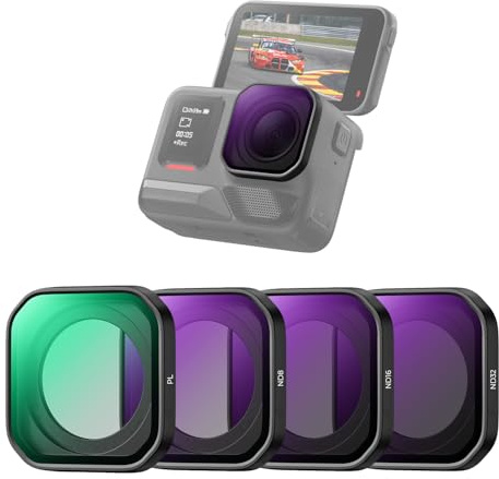 K&F CONCEPT Set de Filtros PL y ND de Rosca Compatible con Insta360 Ace Pro 2, 4 Unidades PL+ND8+ND16+ND32, Kit Accesorios Cámara Acción Filtros Densidad Neutra, Vidrio Óptico HD Multicapa