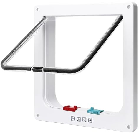 Cat Flap, Cat Flaps for UPVC Door and Wooden Doors, Large or Dog Flap, 19 x 19.7 cm Pet Door, Two-Way Entry Pet Door for Convenient Indoor and Outdoor Access