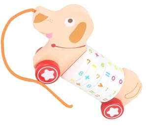 KTUXZCI Giocattoli da traino per i più piccoli, resistenti all'acqua e durevoli, divertimento in legno per bambini, auto con corda da tirare, giocattolo da traino in legno,
