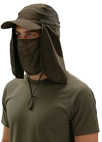 Chapeau Pêche de soleil Casquette Plage Large Couvrir le visage Anti-UV Protection Solaire Pliable Cycliste Séchage rapide Imperméable à l'eau Hommes Femmes pour Chasse Camping Randonnée Escalade
