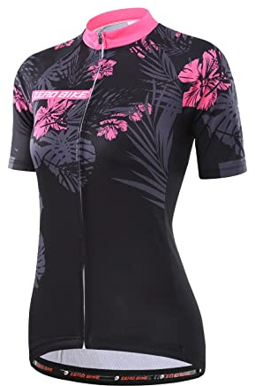 Manga Corta Ciclismo MTB Maillot para Mujer, Jersey Ropa Transpirable para Deportes al Aire Libre Ciclo Bicicleta (Azalea, M)