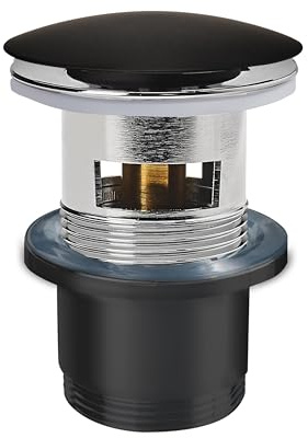 Wirquin 30722855 Bonde de lavabo design en laiton avec trop-plein 80 mm et Quick-Clac, noir