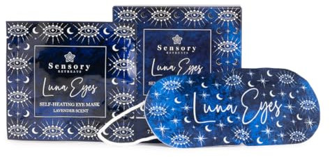 Sensory Retreats Luna Eyes Self Heating Eye Mask - Pack of 7 Single-Use Masks, Lavender Heated Eye Mask, Soothing Disposable Sleep Masks with Heat - Ideal Warming Eye-mask for Travel