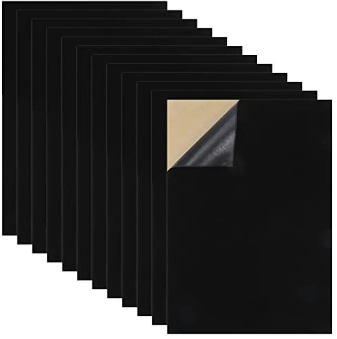 Caydo 12PCS Black Velvet Fabric Adhesive Back Sheets, 30x21CM Self Adhesive Felt Fabric for Art and Crafts, Jewelry Box Liner and Soft Velvet Drawer Liner (A4 Size)