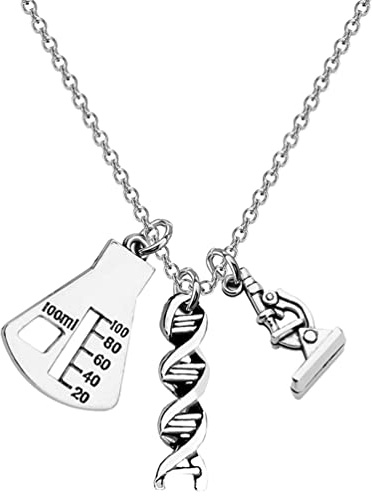 Holibanna Collier Adn En Alliage Argenté Avec Pendentif Science Élégant Pour Femme Et Homme Accessoire Chic Pour Fêtes À Thème Bureau Et Usage Quotidien