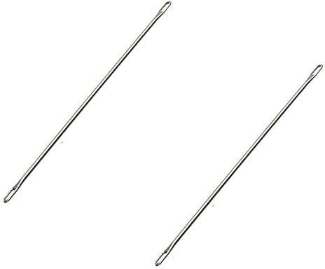 Ago a Doppia Cruna Doppio occhiello occhio in acciaio per macchina Maglieria Maglia aghi di Trasferimento | 2 pezzi - 9,0CM | Defendi Brother, Silver Reed, Empisal, Knitmaster, Necchi, Femac