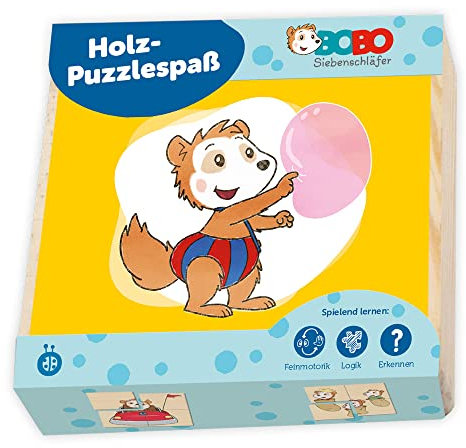 TRÖTSCH - Bobo Siebenschläfer Erster Puzzlespaß Holzpuzzle: In praktischer Holbox mit Schiebedeckel, als Reisespiel geeignet
