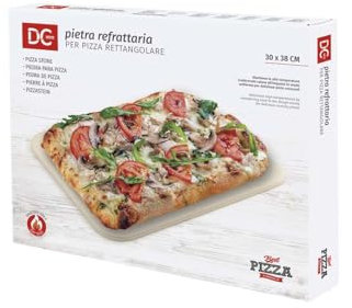 Dc Casa Pietra Refrattaria per Pizza 30x38 cm – Ideale per Forno e BBQ, Cottura Uniforme e Croccante, Resistente al Calore, Perfetta per Pane e Focacce