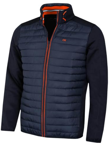Calvin Klein Hombre CK Hybrid Chaqueta de Golf - Azul Marino/Naranja - M