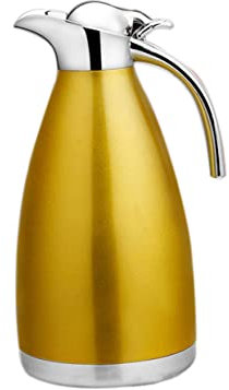 PRETYZOOM Bottiglia Termica in Acciaio Inossidabile 201 Bottiglia D’acqua Isolata a Doppia Parete 2,0l Bollitore Isolato Per Casa Ufficio e Viaggio Colore Dorato Chiaro