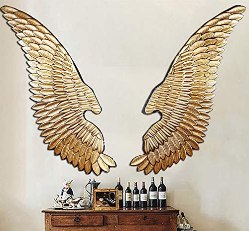 Decorazione Murale Scultura da parete, Decorazione da parete artistica con ali d'angelo in ferro (oro), Sculture in bassorilievo vintage, per la decorazione murale di casa/camera da letto/soggiorno/sa