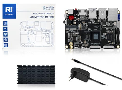 youyeetoo R1 Single Board Computer -Basic Rockchip RK3588S -8K Display -Unterstützung HDMI 2.1, SATA 3.0, PCIe 2.0 SSD, USB Host x5, NFC -AIoT/NAS -Android 13/Debian (4GB RAM+32GB eMMC(Power Kit))