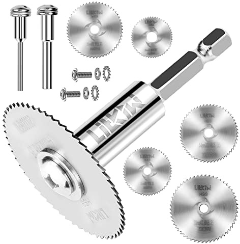 LitKiwi 8-Piece Rotary Saw Blade Set: 1/4 Hex, 1/8 & 1/4 Round Shank, HSS Drill Blades