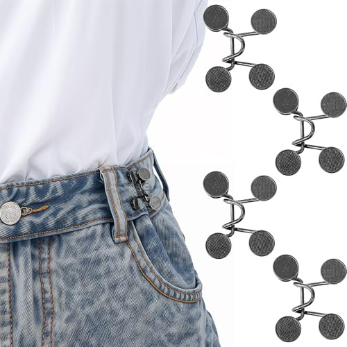Yuanchu Clip De Ajuste De Pantalones, 4 Juegos De Clip De Encogimiento De Pantalones Hebillas De Cintura Ajustables Sin Clavos Hebillas De Cintura Para Apretar Botones De Jeans Extraíbles Clips