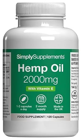 Hemp Seed Oil 2000mg | 120 Softgel Capsules | with Vitamin E | Vitamin E contributes to the protection of cells from oxidative stress | 2 months’ supply | UK made