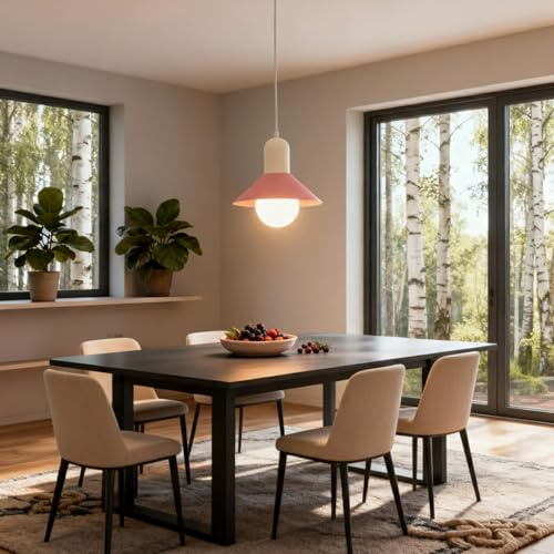 niuniaj Lámpara Colgante Moderna,Lámpara de Techo Colgante en Rosa y Crema, 17CM Lámpara Colgante Escandinavo, Lámpara de Techo con Casquillo E27 para Cocina, Dormitorio, Habitación Infantil